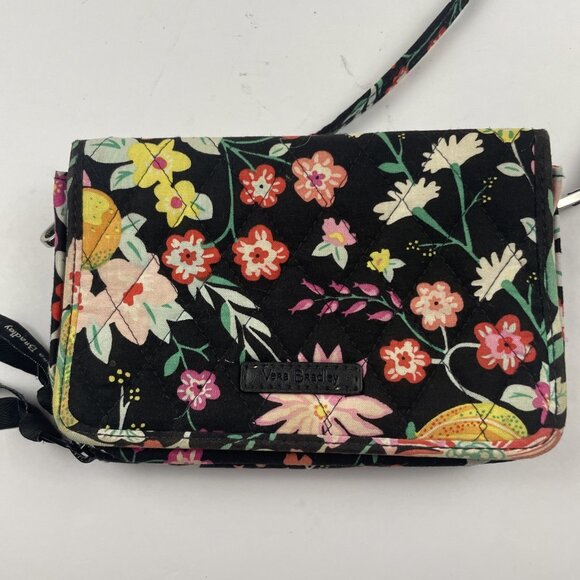 Vera Bradley QuiltedCrossbody RFID Wallet Purse Bag Card Slots Floral Dual Zip - Picture 5 of 15